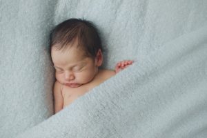 newborn baby photography duck egg blue bed