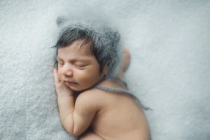 baby newborn blue boy bear hat photography