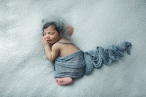 baby newborn blue boy bear hat photography