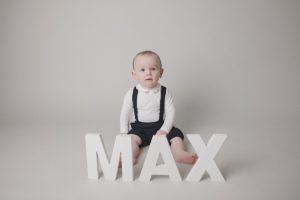 first birthday photography baby boy grey letters name max