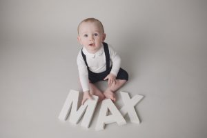 first birthday photography baby boy grey letters name max
