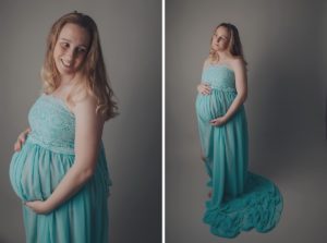 maternity pregnancy photography dress photoshoot floaty aqua grey