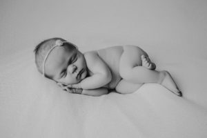 black white newborn baby photography curled posed pose