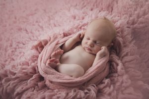 newborn baby girl flokati rug dusty pink