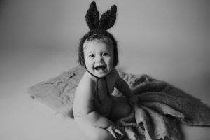 natural baby photography grey bunny hat