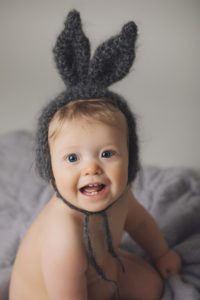 natural baby photography grey bunny hat