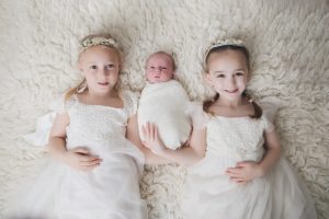 newborn baby photography cream siblings girls boy